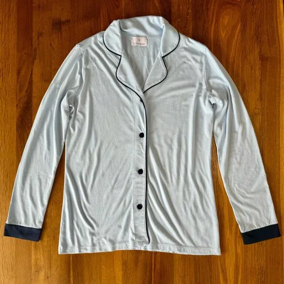 COSABELLA Bella Pajama Set Womens S 4-6 Blue Long Sleeve Top & Shorts PJs Women - Picture 2 of 13